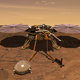 An artist’s rendering of InSight lander on Mars.